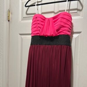 Elegant Pink and Burgundy Strapless Dress